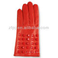Cool style european size red color ladies leather glove
